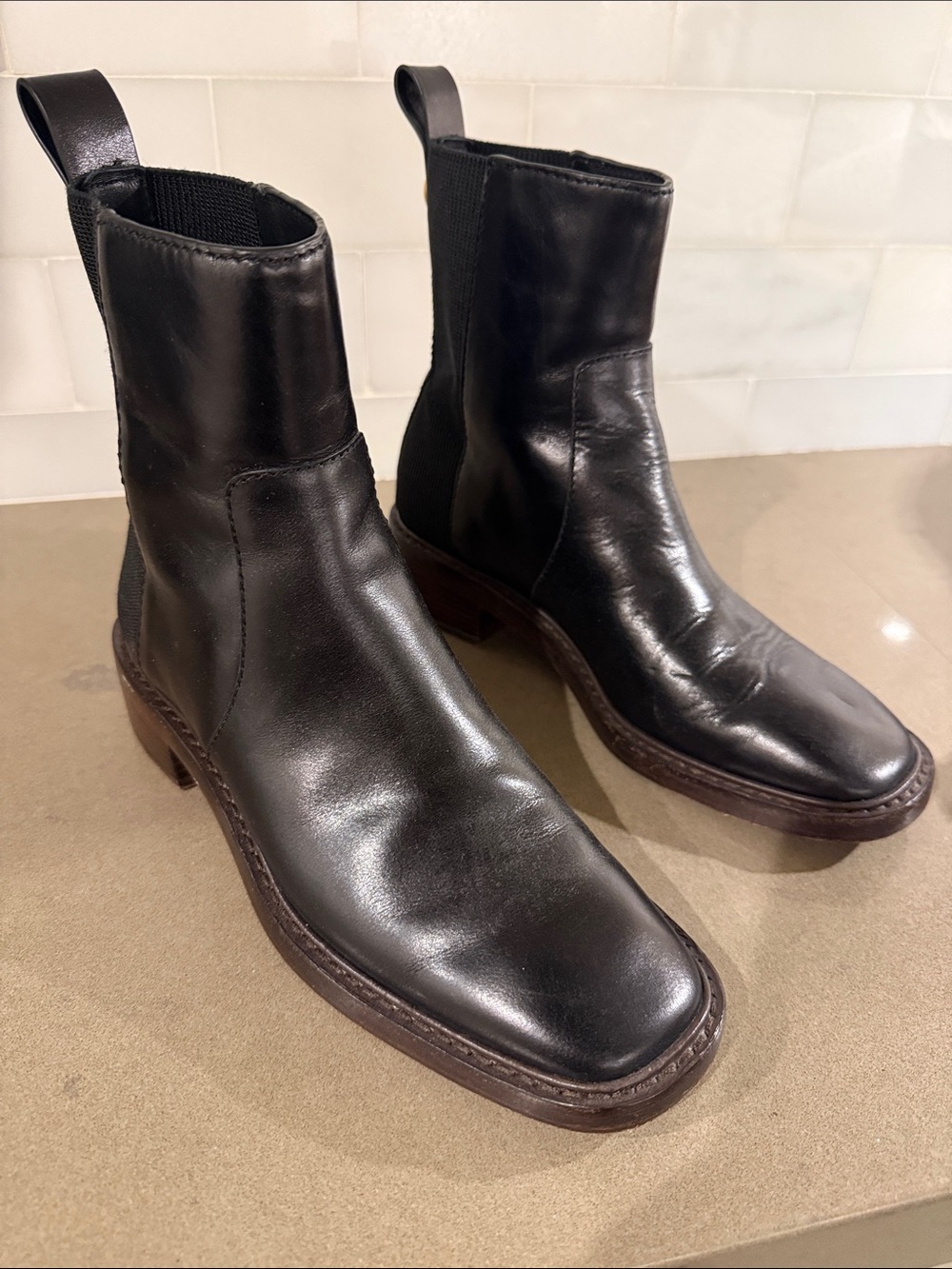 Tory Burch Black Leather Chelsea Ankle Boots